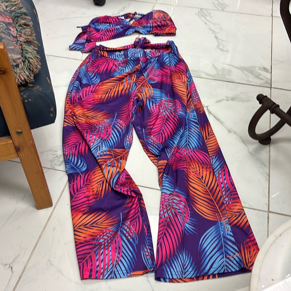 Vibrant purple and pink Floral two piece sets.